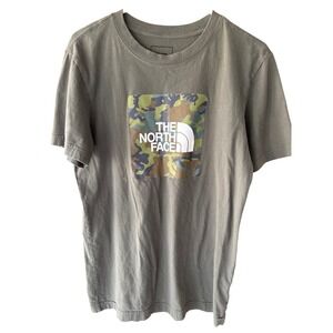 The North Face Mens Camo Logo T Shirt Green Short Sleeve Size Small